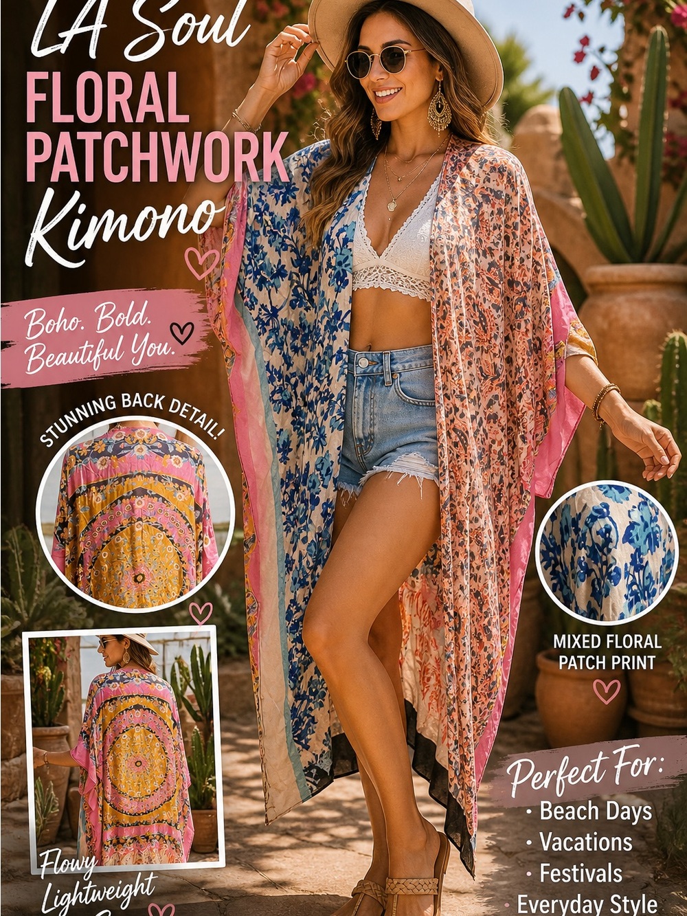 🌸 LA Soul Floral Patchwork Kimono | One Size | NWT | Boho Festival Layer